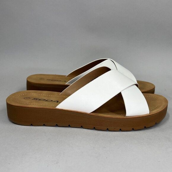 Soda Women's Size 11 Lucy Cross Strap Platform Slide Sandals - Picture 1 of 8